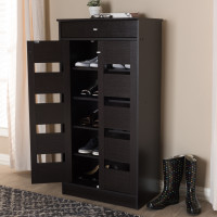 Baxton Studio MH27202-Wenge-Shoe Rack Acadia Modern and Contemporary Wenge Brown Finished Shoe Cabinet